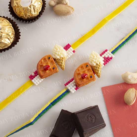 Adorable Waffle Cone Rakhi (Set of 2)