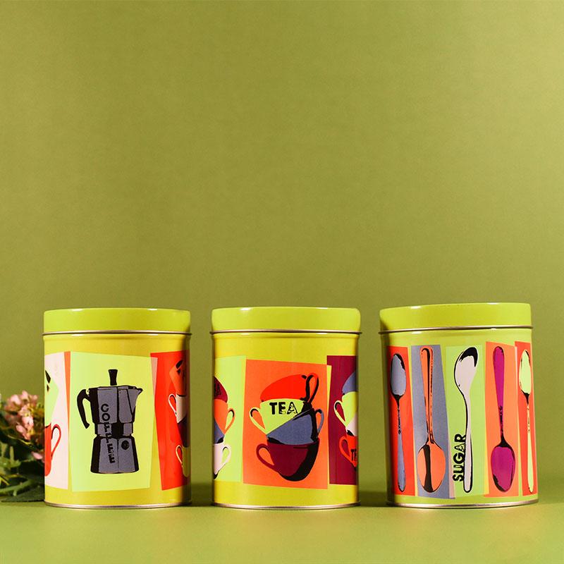 Vintage Tea Coffee Sugar Tin Jar (SET OF 3)