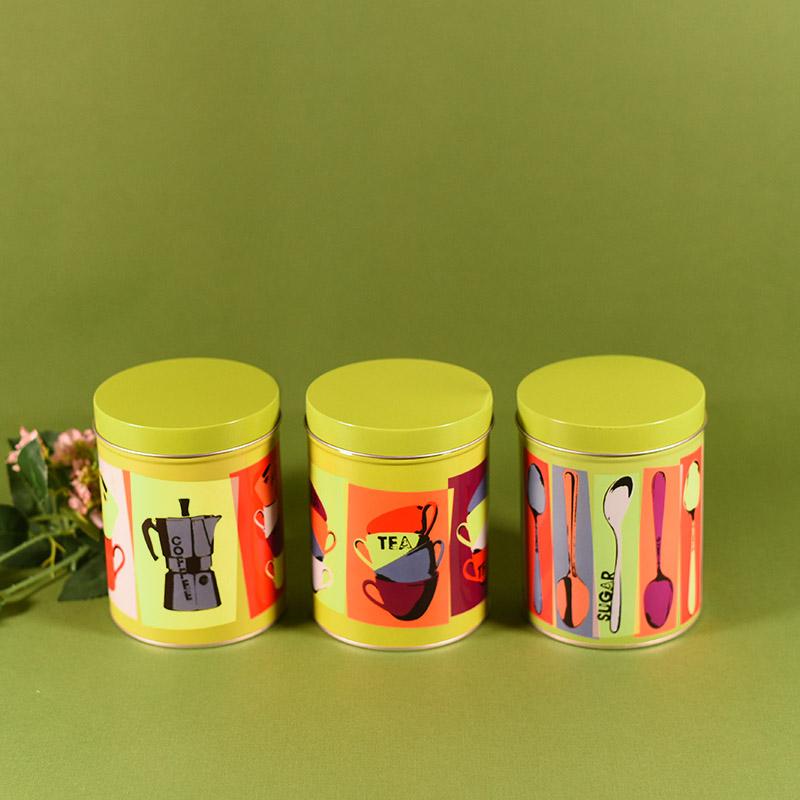 Vintage Tea Coffee Sugar Tin Jar (SET OF 3)