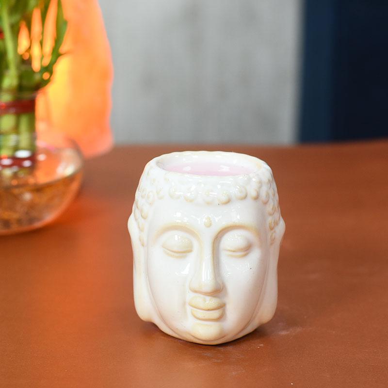 Decorative Meditating Buddha Aroma Diffuser Tealight Holder White