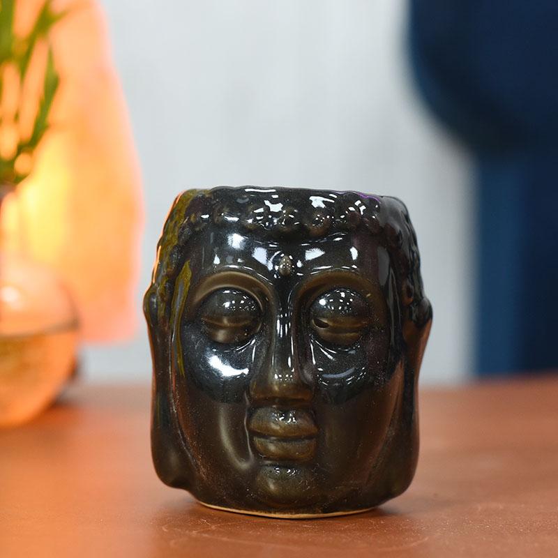 Impressive Meditating Buddha Aroma Diffuser Tealight Holder Black