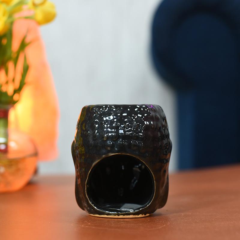 Impressive Meditating Buddha Aroma Diffuser Tealight Holder Black