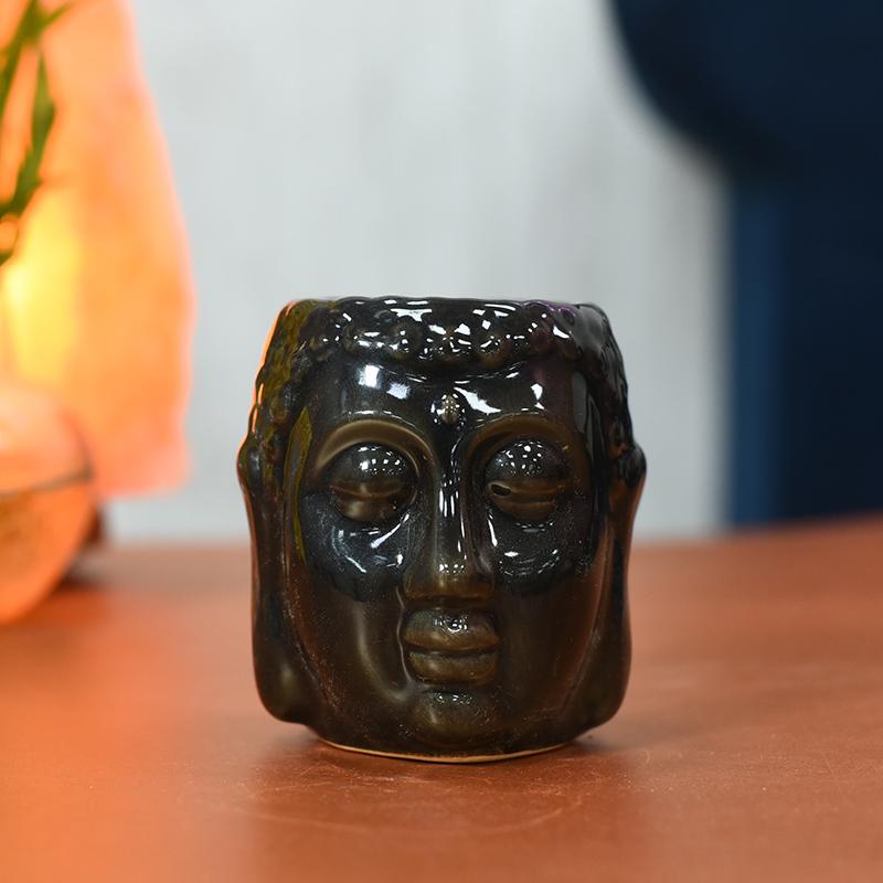 Impressive Meditating Buddha Aroma Diffuser Tealight Holder Black