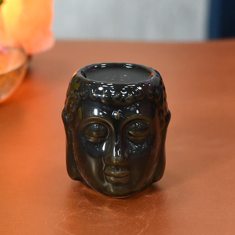Impressive Meditating Buddha Aroma Diffuser Tealight Holder Black