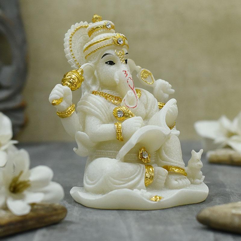 Divine Book Reading Marble Ganesha Idol/Murti