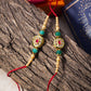 Vibrant Green & Red Jewel Rakhi (Set of 2)