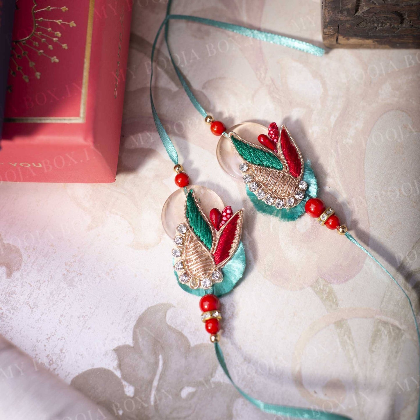 Mint Green & Opalescent Rakhi (Set of 2)