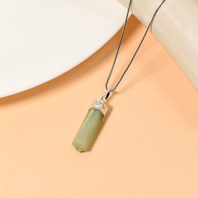 Green Aventurine Pencil Pendant Necklace for Confidence