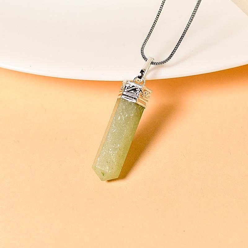 Green Aventurine Pencil Pendant Necklace for Confidence