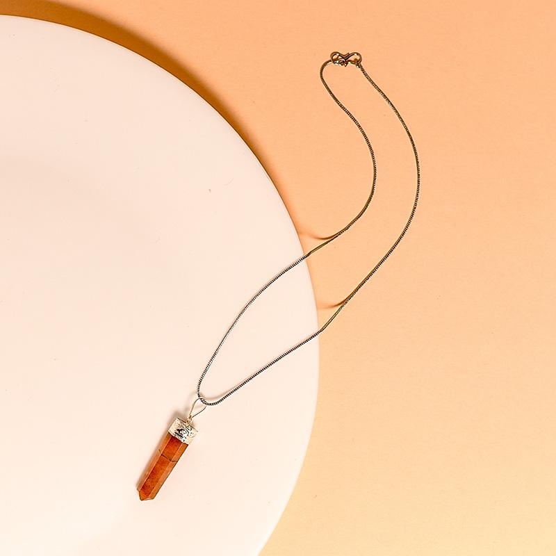 Carnelian Pencil Pendant Necklace for Ambition