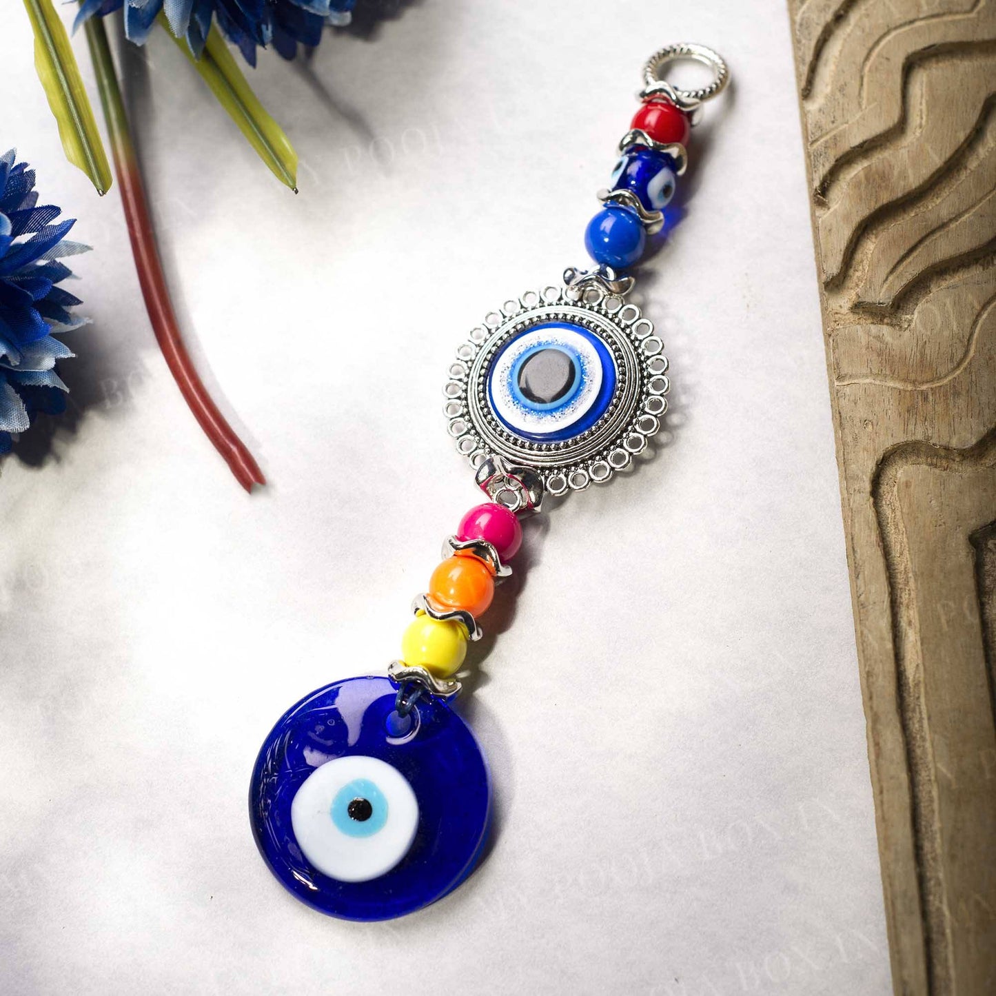 Fengshui Evil Eye Wall Hanging with Colorful Beads