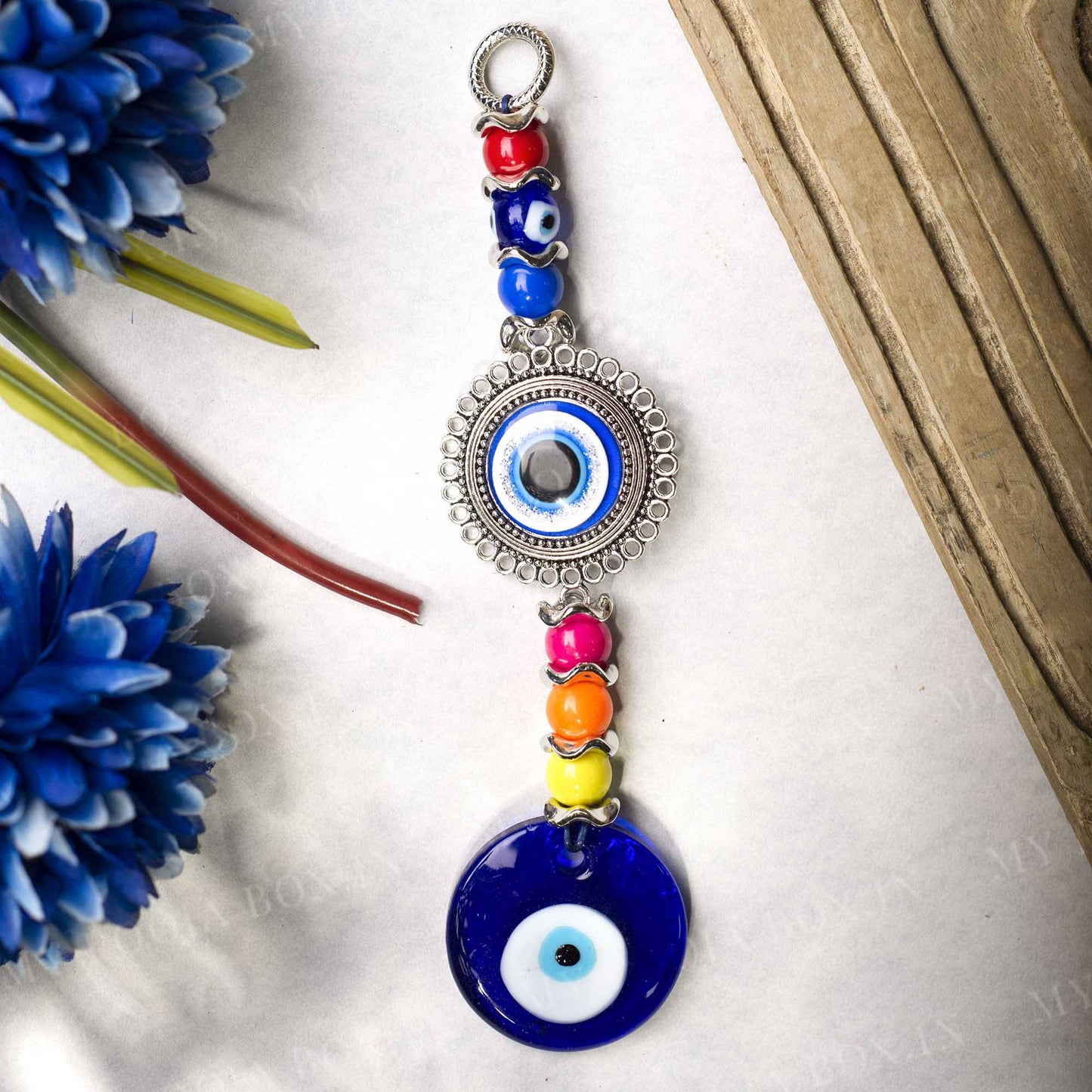 Fengshui Evil Eye Wall Hanging with Colorful Beads