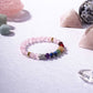 Rose Quartz & 7 Chakra Bracelet with Buddha Head Charm