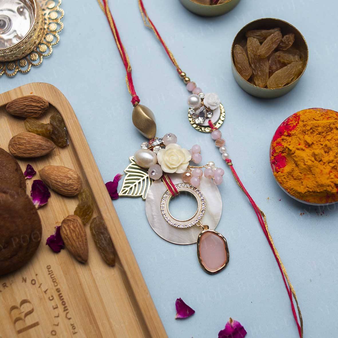 Fascinating Peach Bhaiya Bhabhi Rakhi