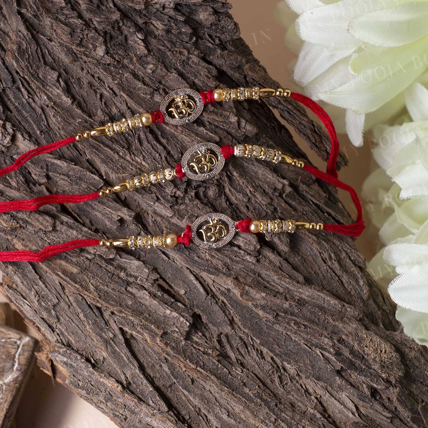 Auspicious "OM" Beaded Rakhi (Set of 3)