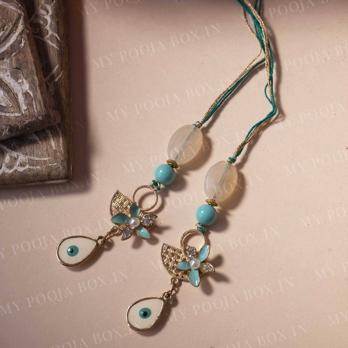 Evil Eye Mint Blue Lumba for Bhabhi/Sister (Set of 2)