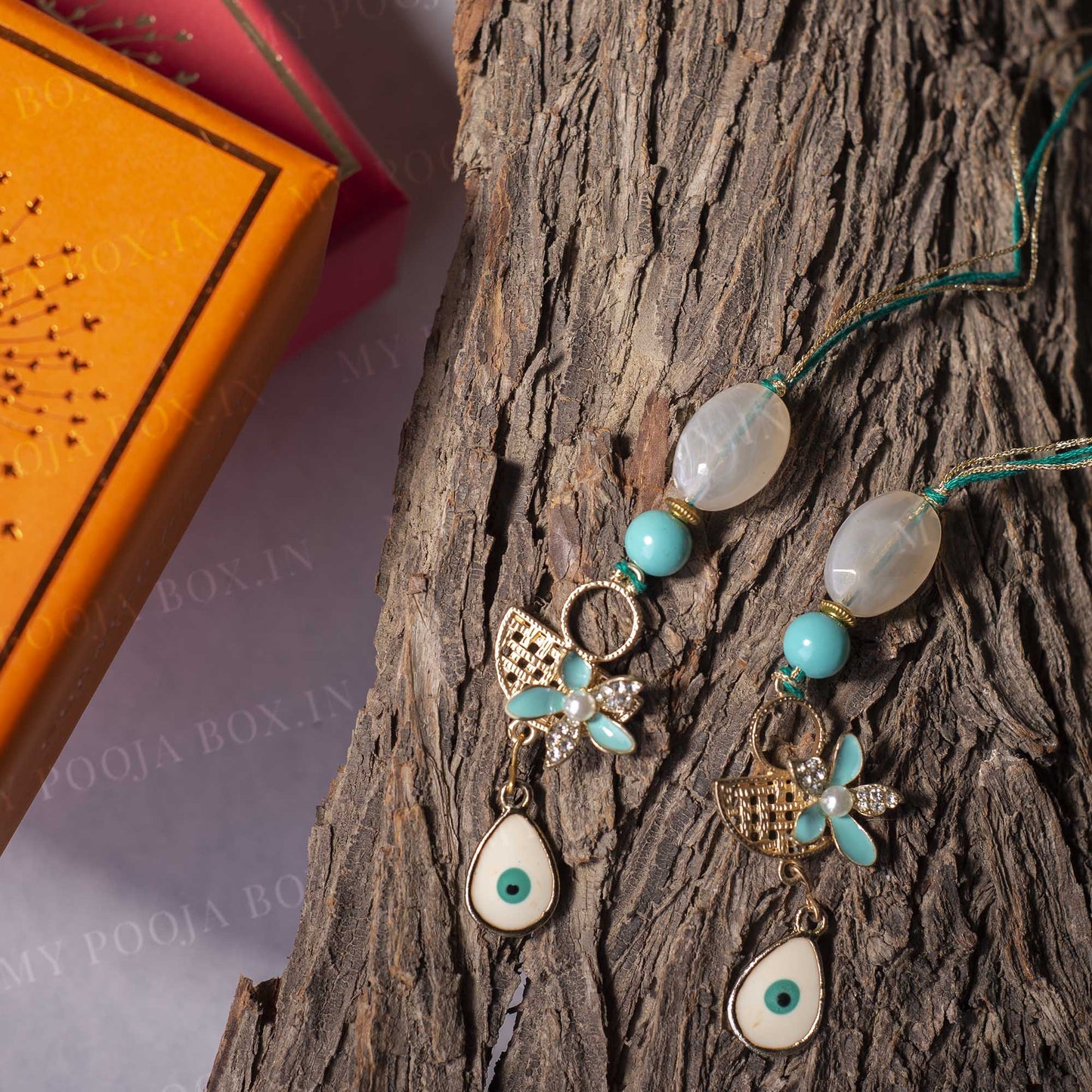 Evil Eye Mint Blue Lumba for Bhabhi/Sister (Set of 2)