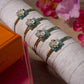 Teal Blue Floral Stone Rakhi (Set of 4)