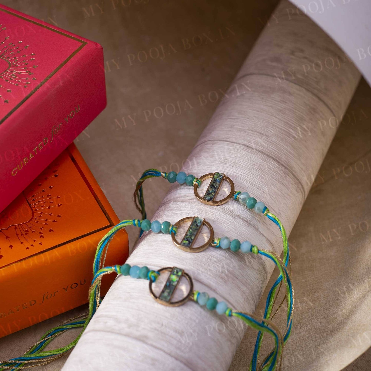 Mother of Pearl Round Rakhi (Set of 3)