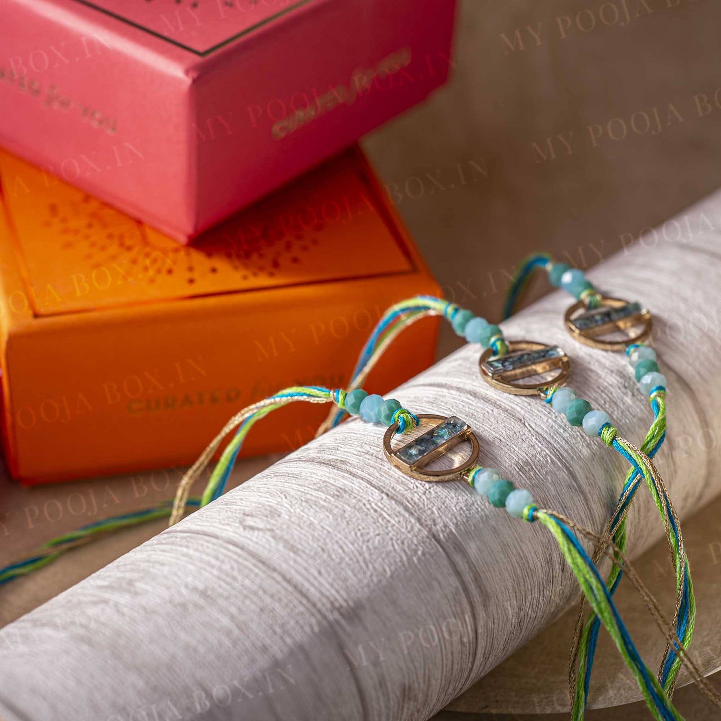 Mother of Pearl Round Rakhi (Set of 3)