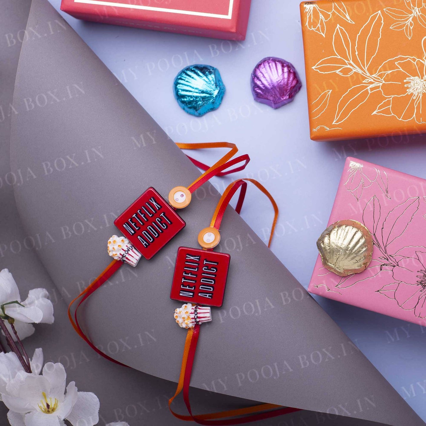 Quirky Netflix Addict Rakhi (Set of 2)