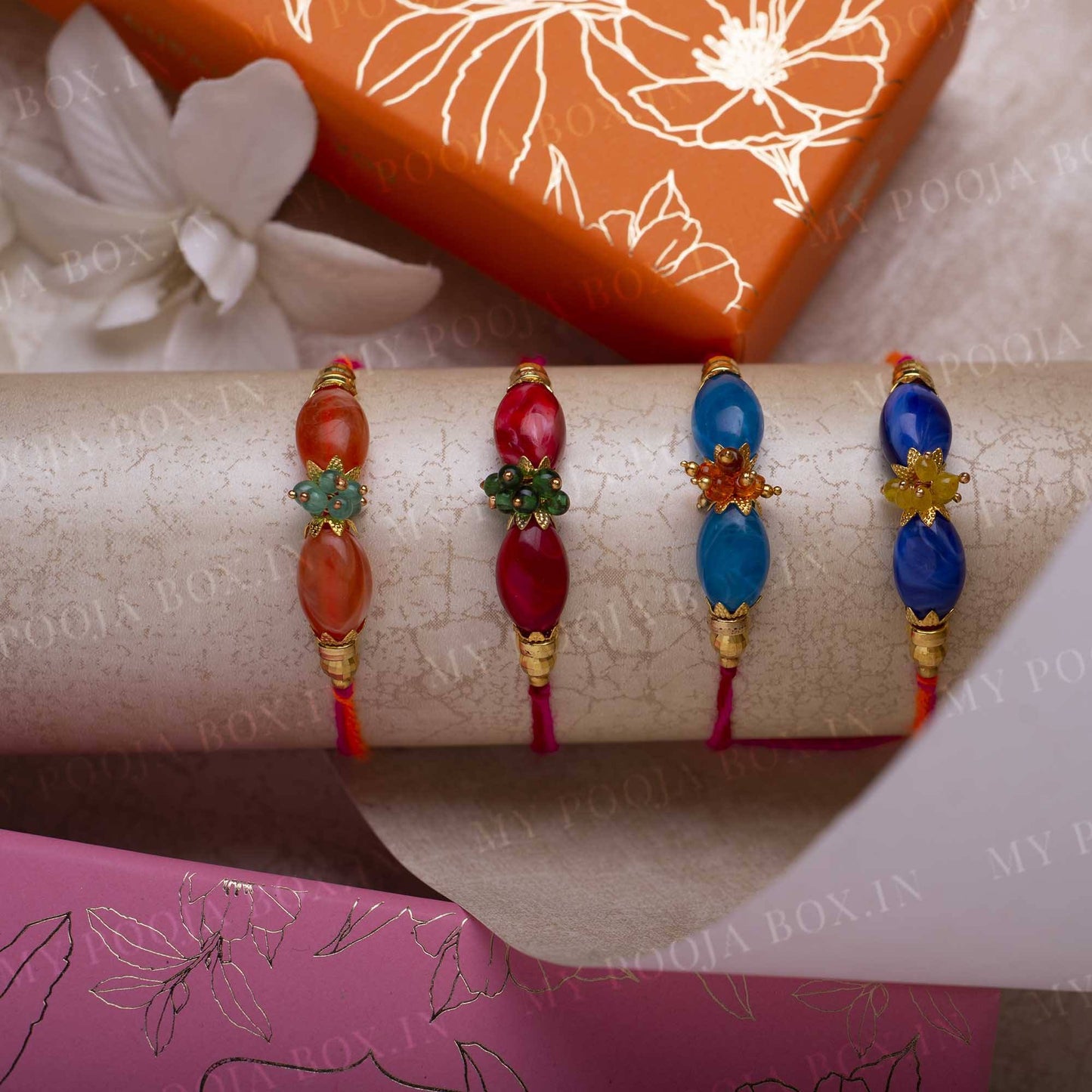 Aurora Beaded Rakhi Set of 4