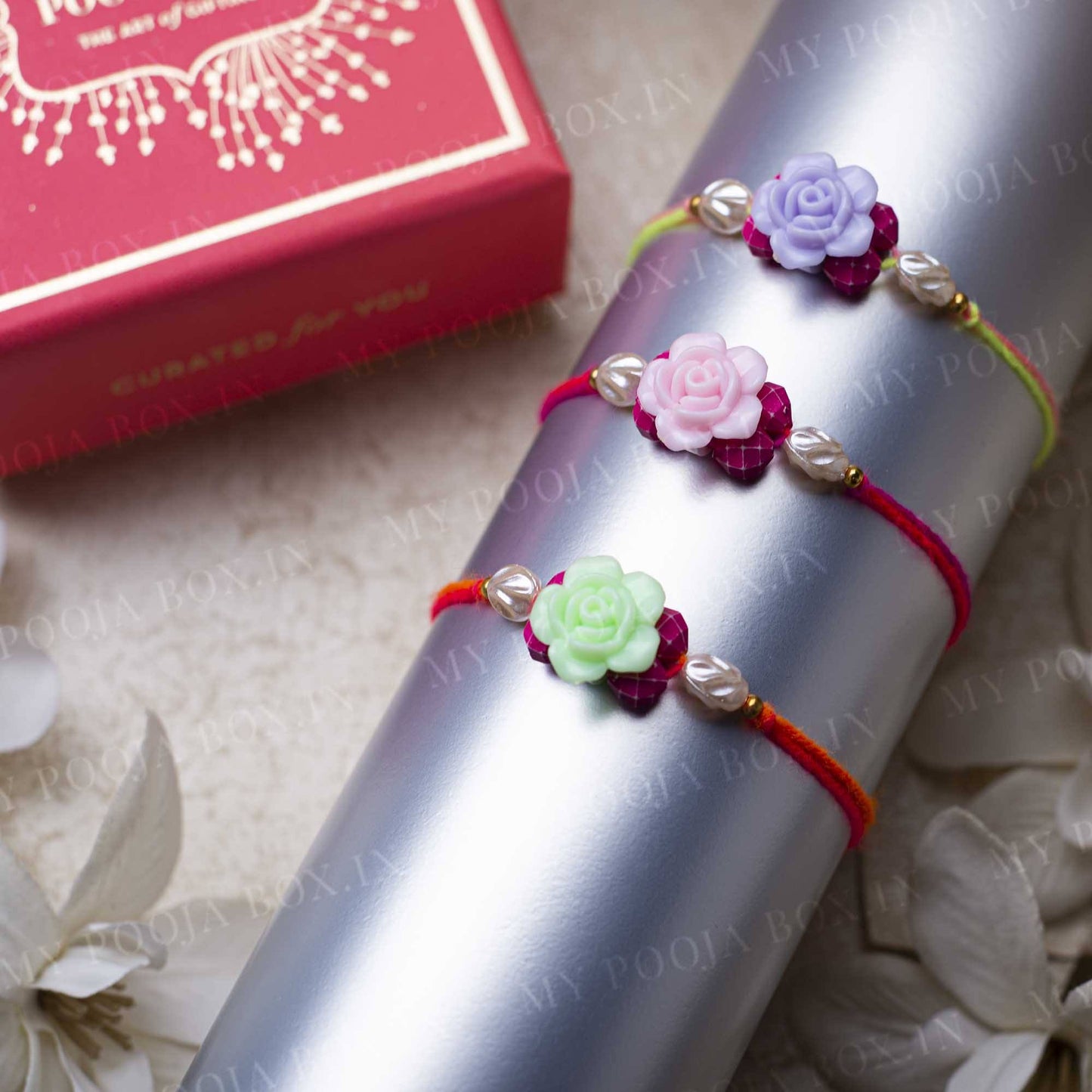 Pastel Roses Kids Rakhi (Set of 3)