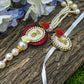 Silver Coin Beautiful Pearl Bhaiya Bhabhi Rakhi Set of 2
