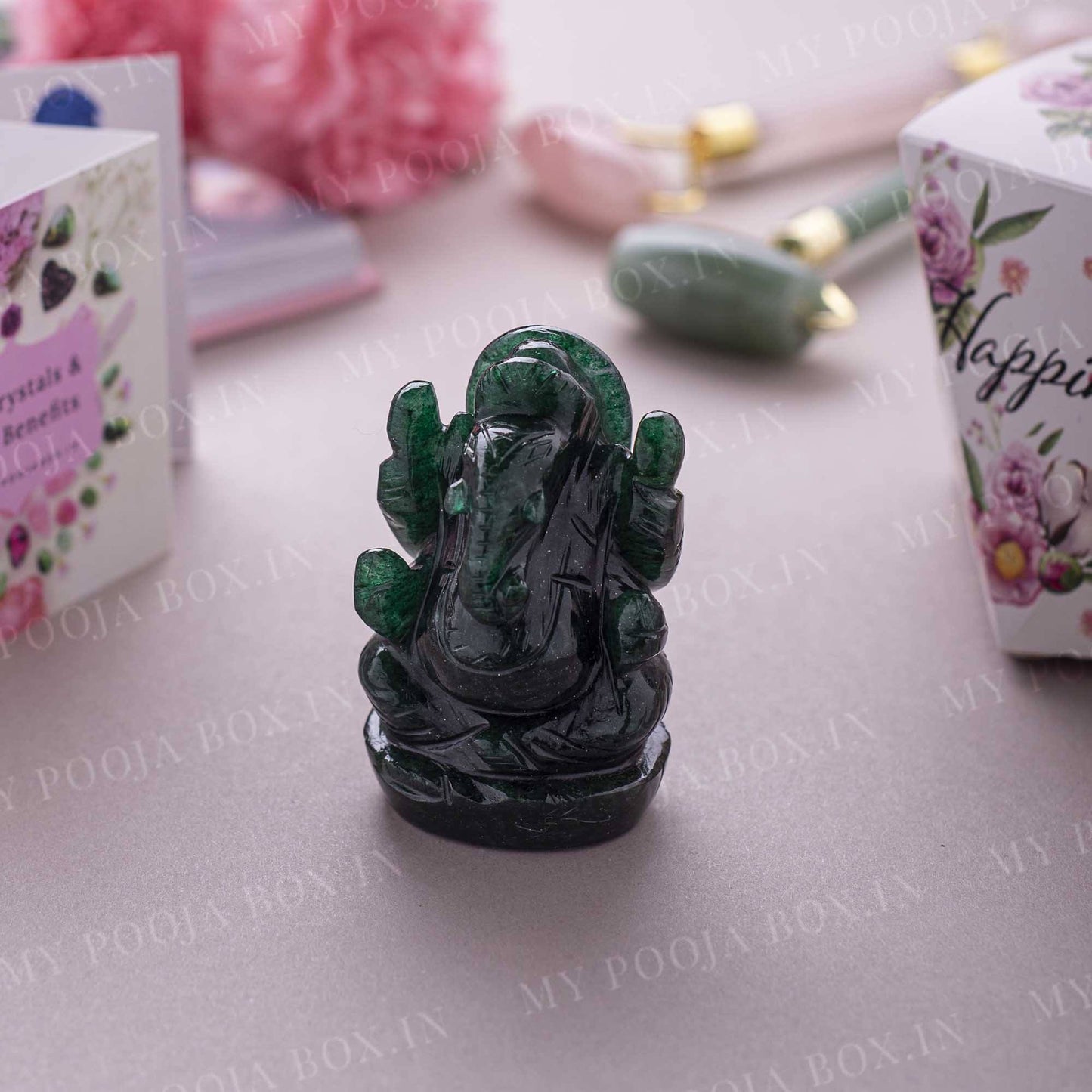 Elegant Green Aventurine Ganesha Showpiece