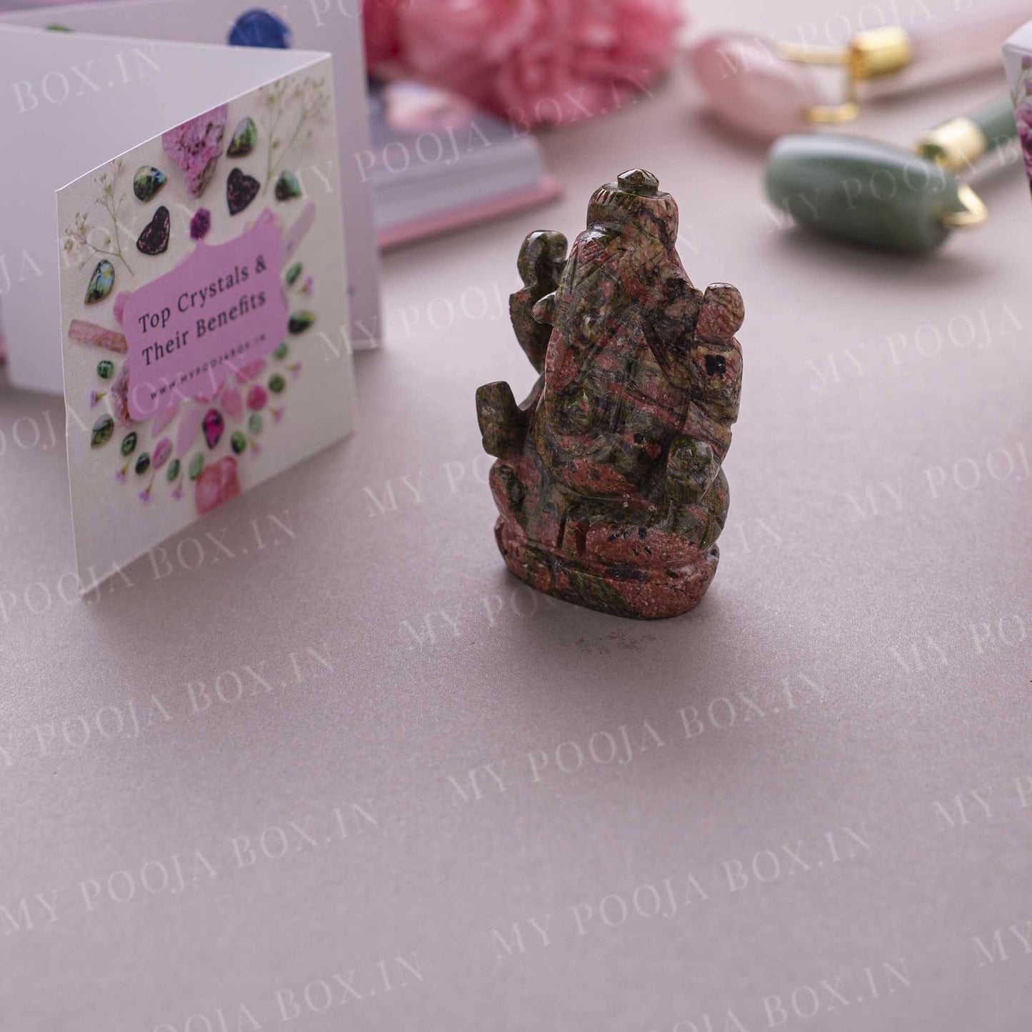 Unakite Gemstone Ganesha Showpiece