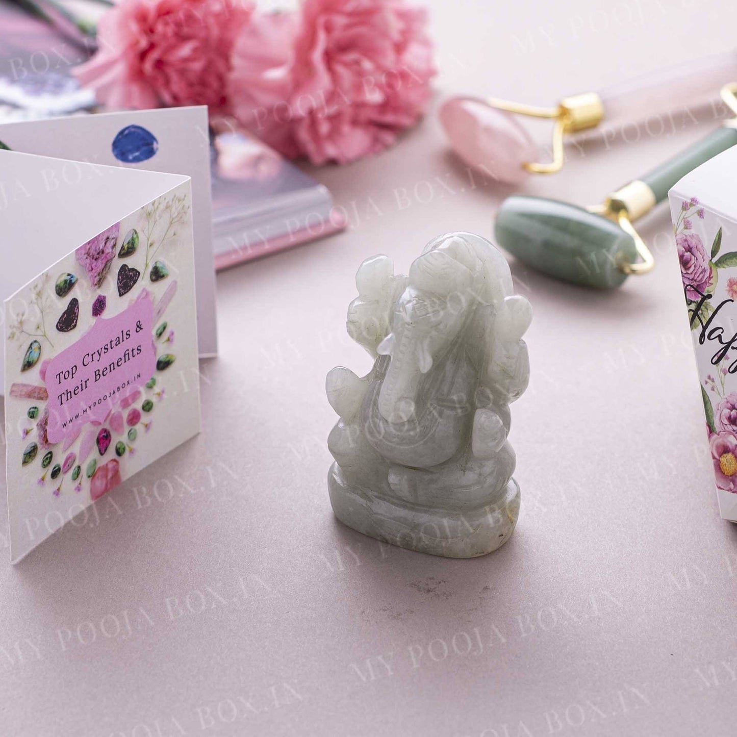 Green Jade Gemstone Ganesha Showpiece