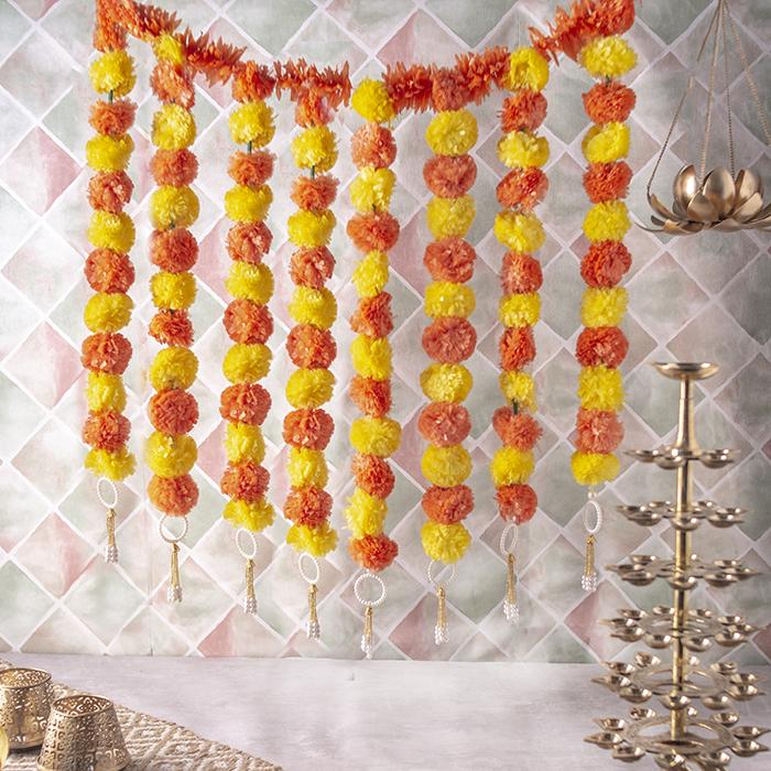 Incredible Floral Orange Yellow Backdrop Decoration