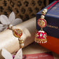 Meenakari Red Bhaiya Bhabhi Rakhi Lumba Set