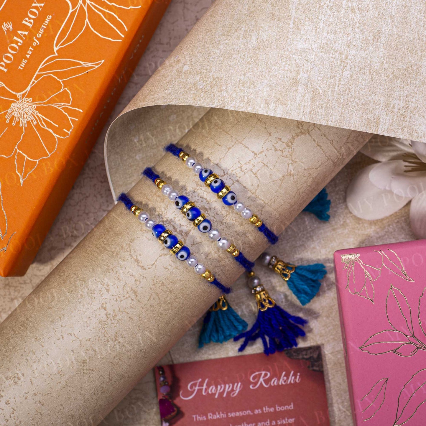 Evil Eye Beaded Protection Rakhi (Set of 3)