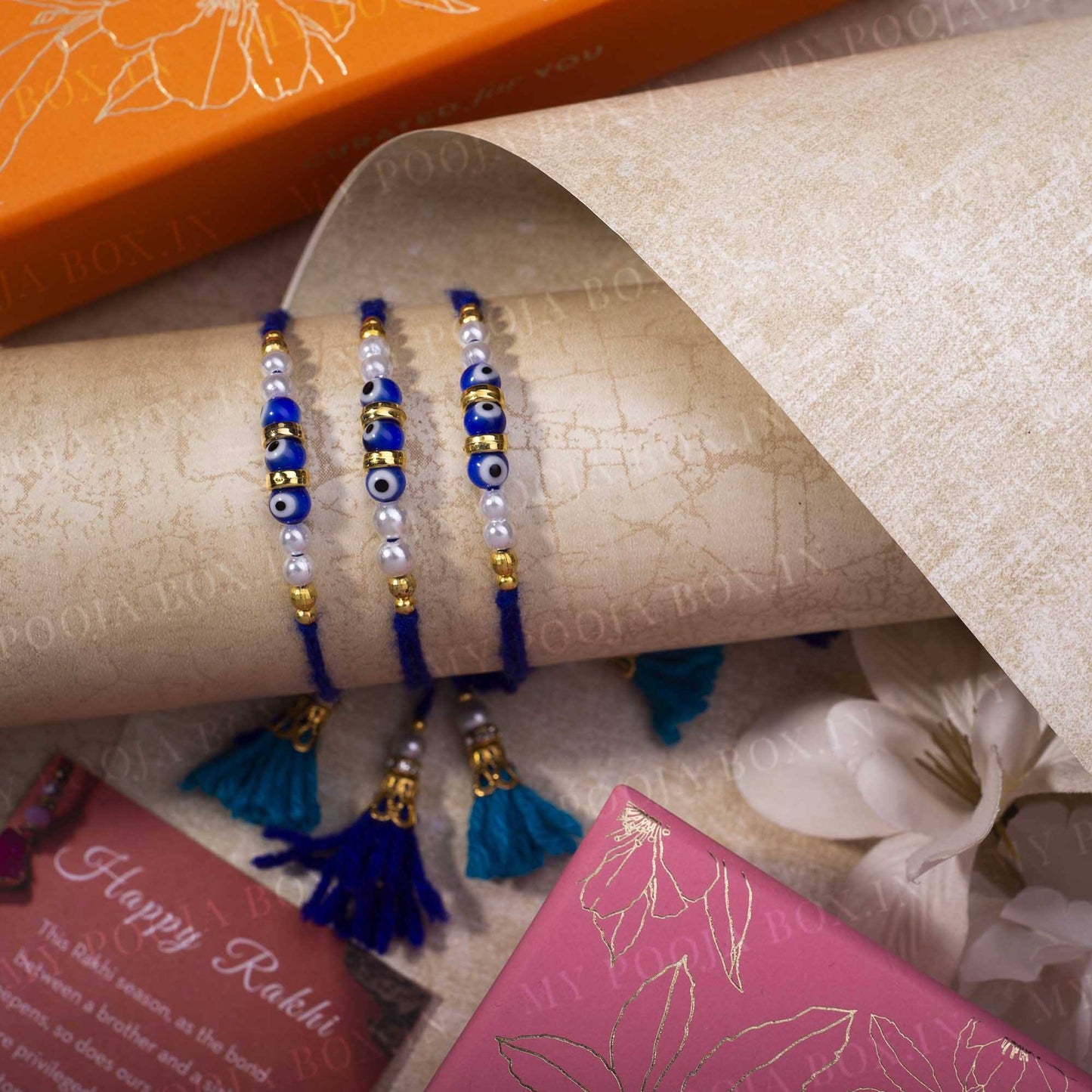 Evil Eye Beaded Protection Rakhi (Set of 3)