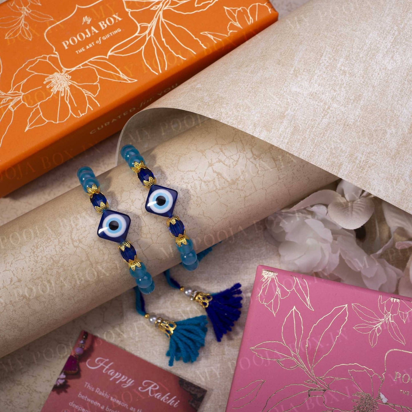 Turkish Evil Eye Diamond Shape Rakhi (Set of 2)