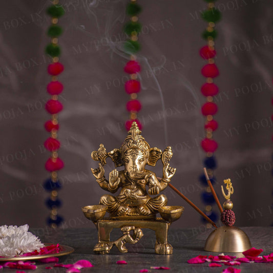 Traditional Brass Deepak Ganesha