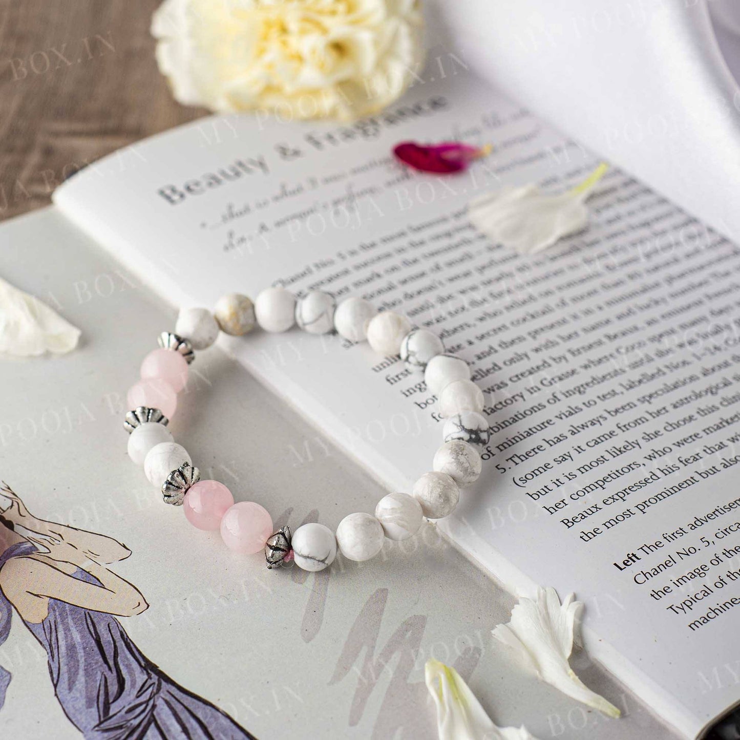 Rose & Howlite Bracelet | Stone for Love, Peace & Relationship