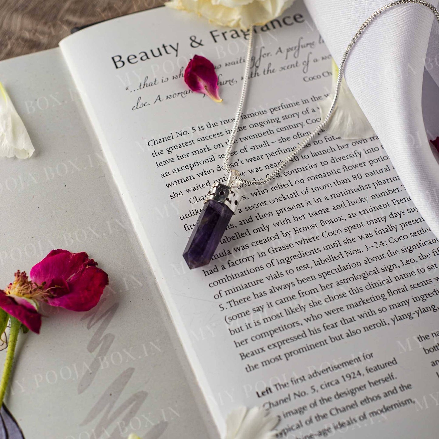 Amethyst Pencil Pendant Necklace for Peace