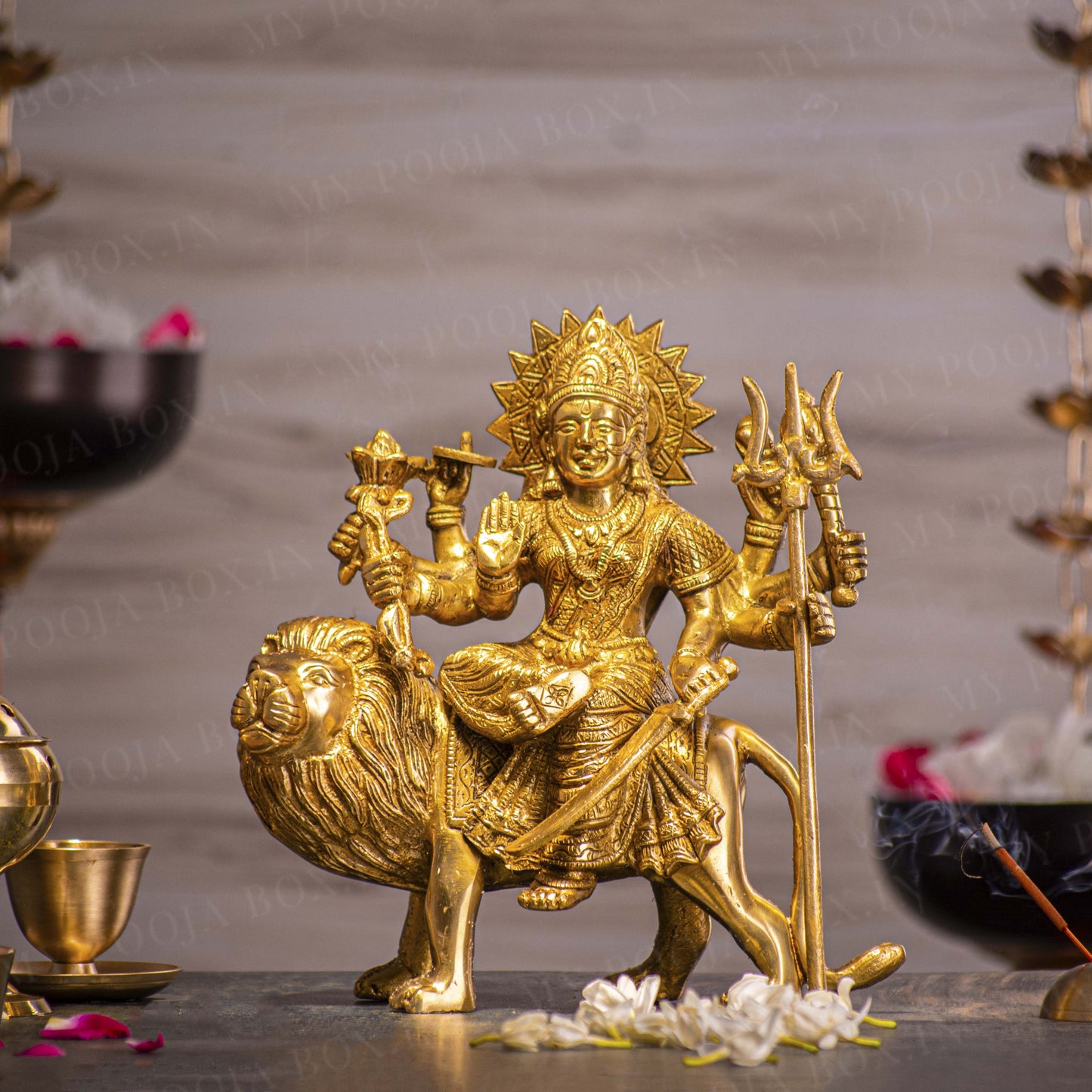 Stunning Brass Durga Statue