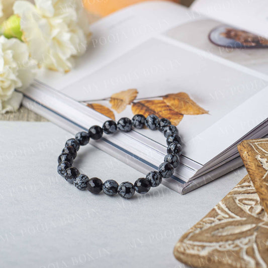 Snow Flake Obsidian Bracelet Balances Mind, Body & Soul