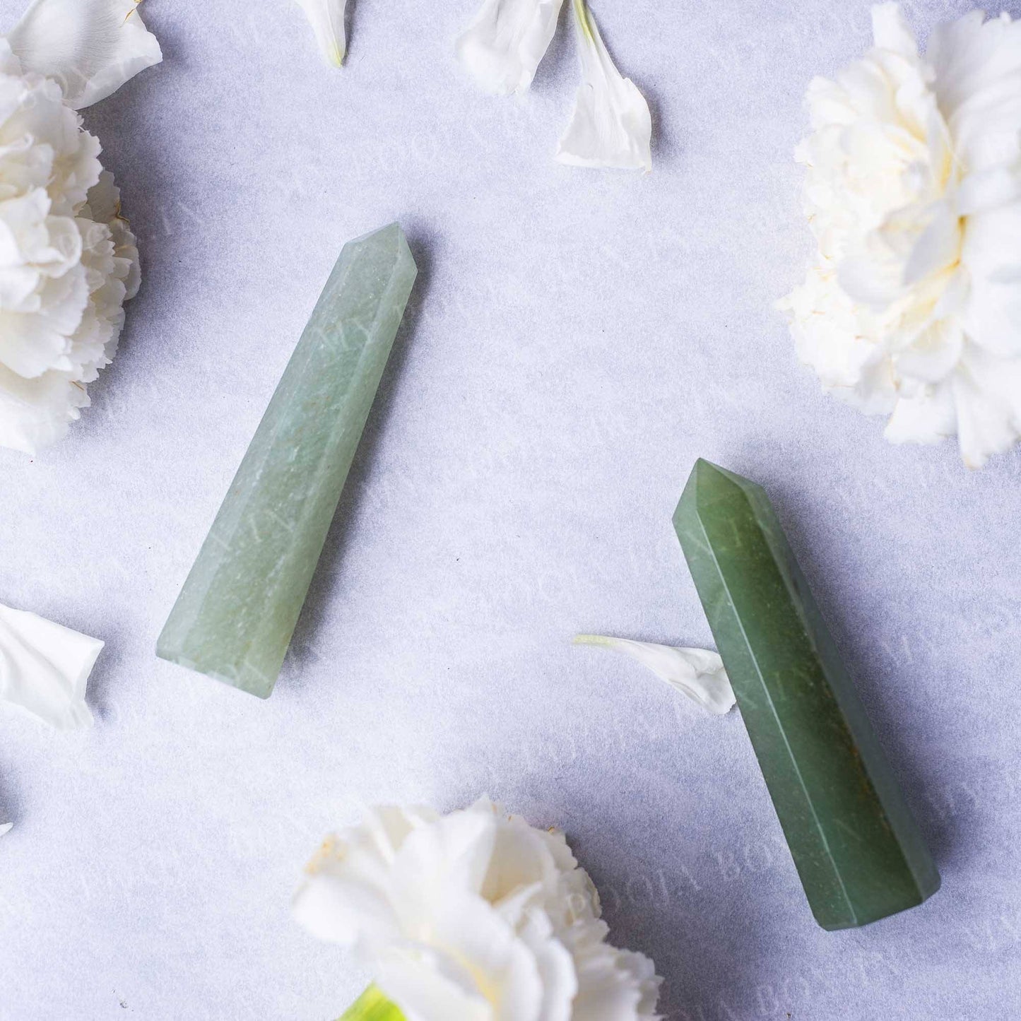 Green Jade Tower/Pencil (Set of 2) for Health, Wealth & Luck