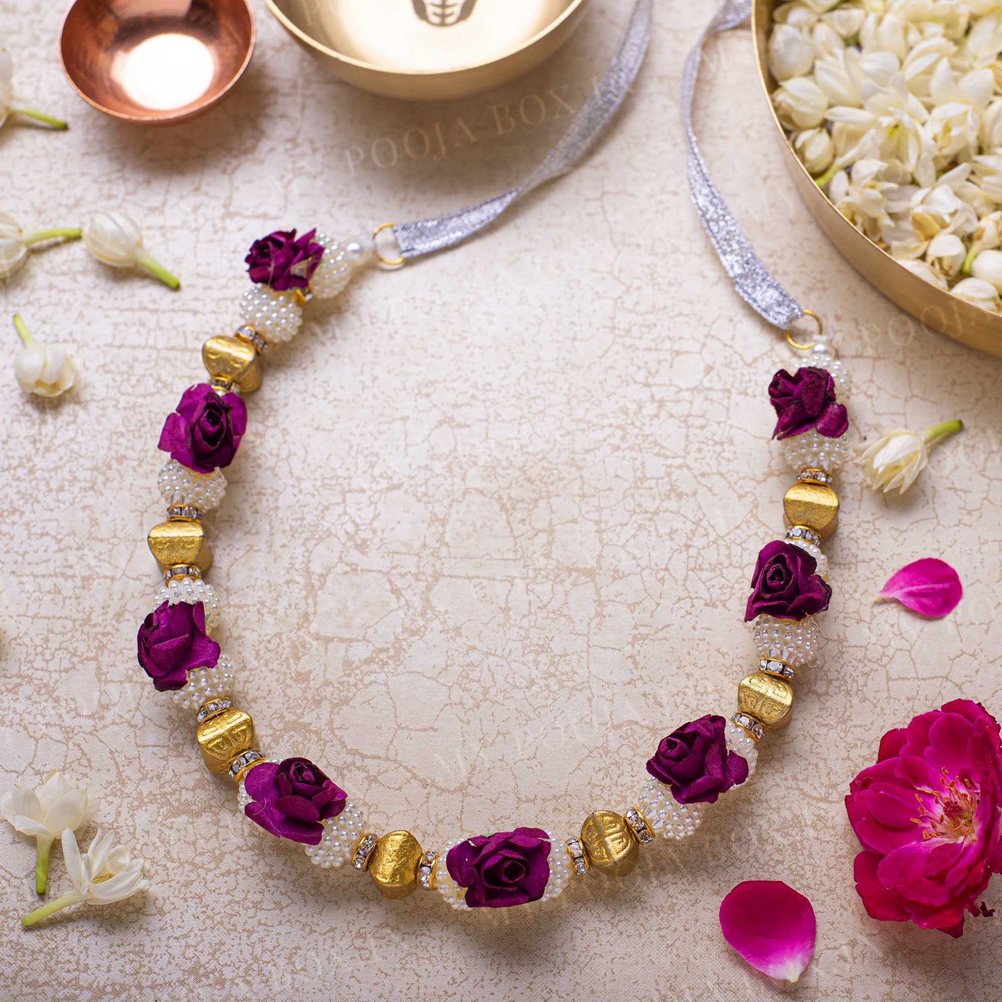 Adjustable Purple Floral Garland/Mala