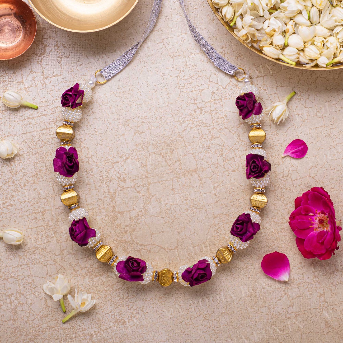 Adjustable Purple Floral Garland/Mala