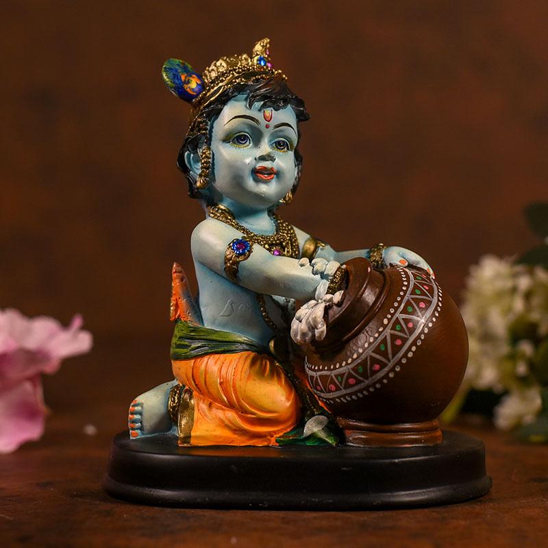 Beautiful Blue Bal Gopal With Brown Matki