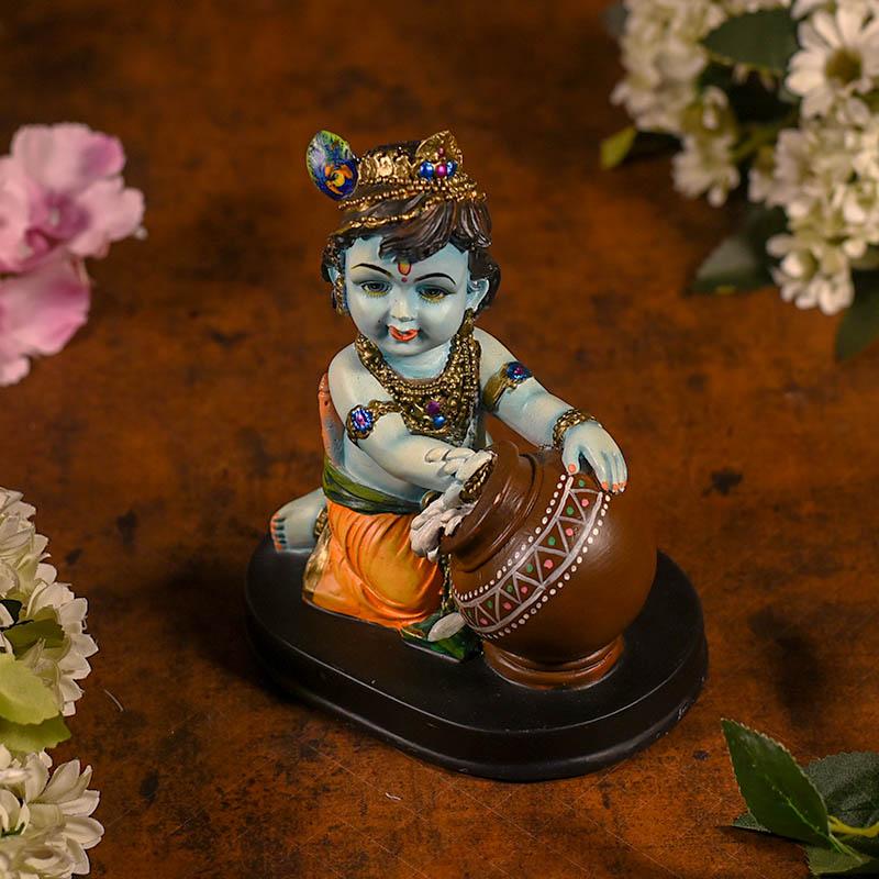 Beautiful Blue Bal Gopal With Brown Matki