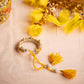 Peach & Yellow Bandhani Karwa Chauth Thali Set