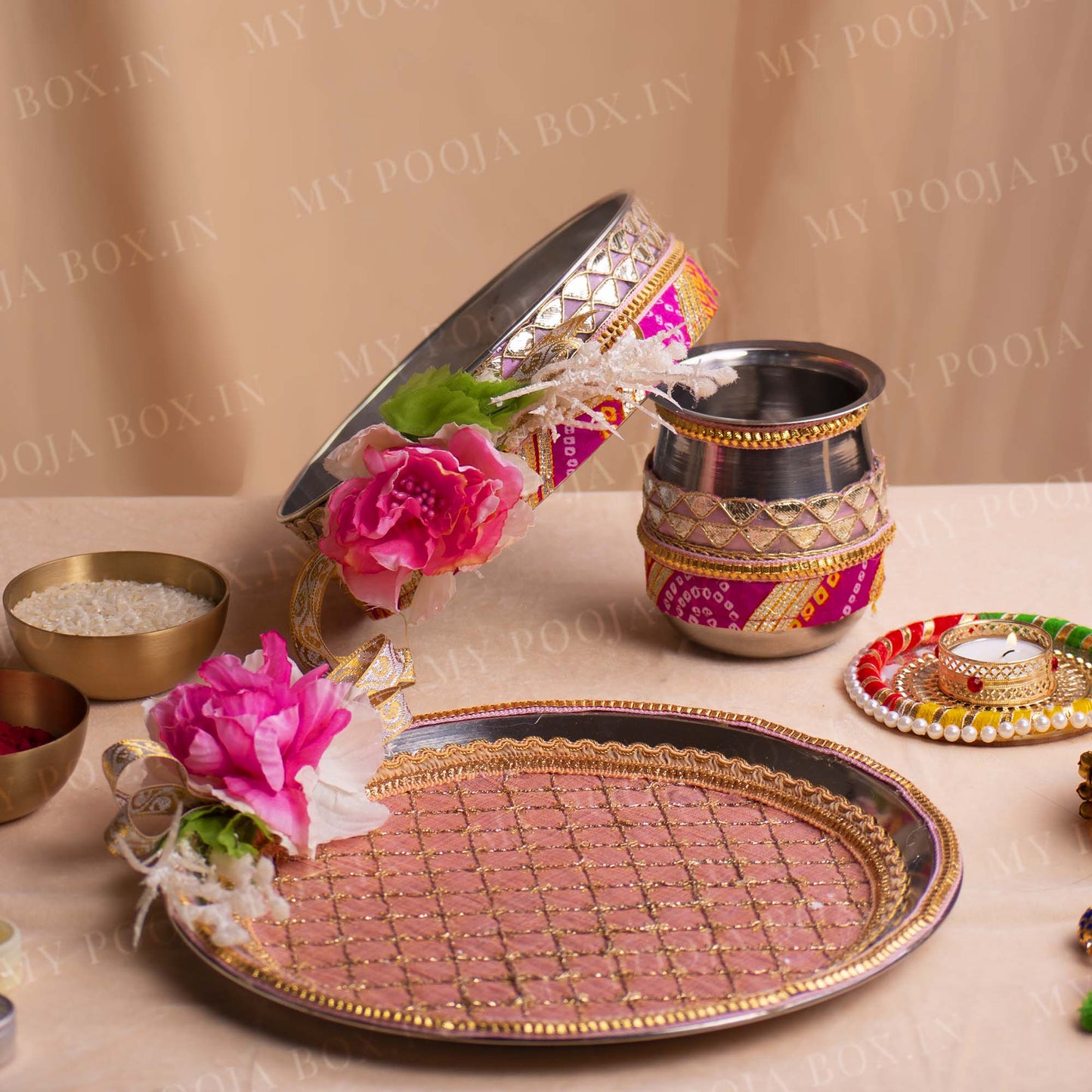 Pretty Dahlia Karwa Chauth Thali Set