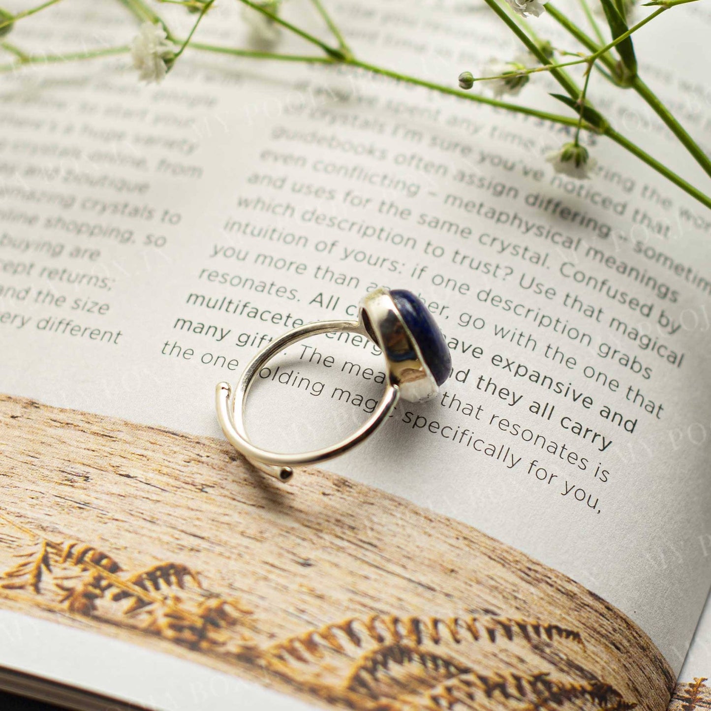 Lapis Lazuli Silver Adjustable Crystal Ring