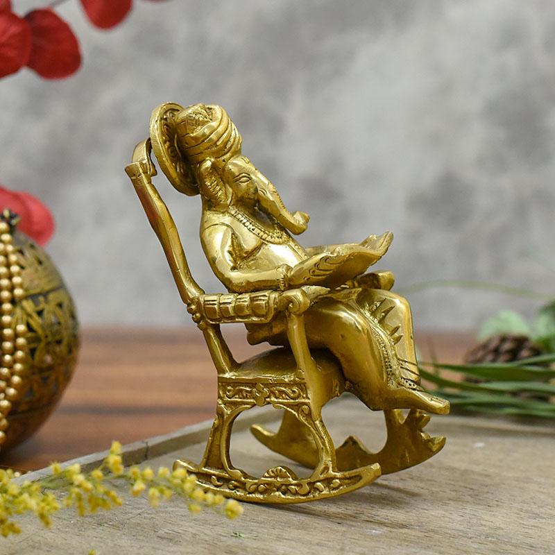 Stylish Brass Rocking Chair Ganesha